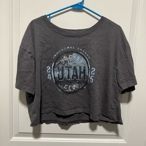 NHL Gray Crop Top with Blue Logo